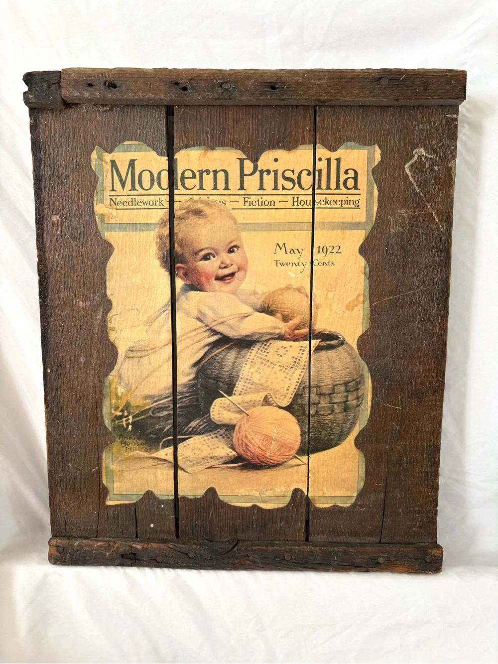 Vintage rustic reclaimed wood baby 1922 nursery wall hanging home decor art